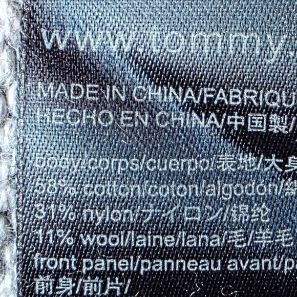 TOMMY HILFIGER ( L ) Two Tone Gray 3D Velvet "TOMMY" Pullover Cotton/Wool Blend - Picture 8 of 9